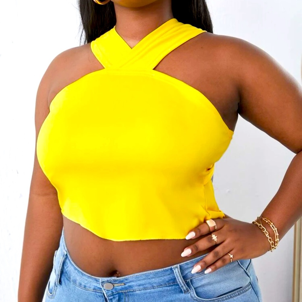 Crisscross Tie Back Crop Halter Top